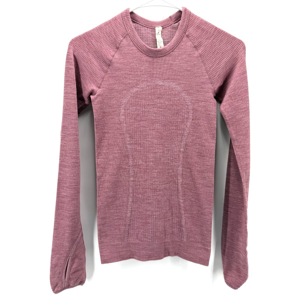 Lululemon Swiftly Tech Wool Blend Dusty Rose Heather Thumbhole Yoga Run Women 2